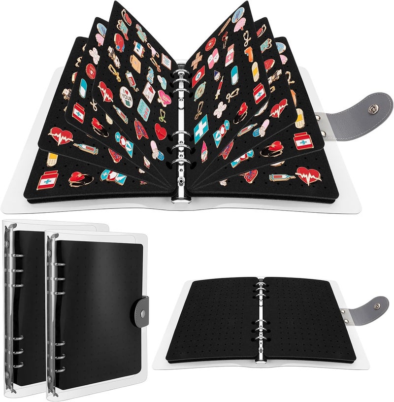 LSLYHTC 2Pcs 8 Pages Enamel Pin Display Book for Enamel Pins, Portable Travel Pins Trading Book for Collectors, A5 Pin Collection Storage Organizer Books with Clear PVC Cover (Not Include Accessories) - Image 1